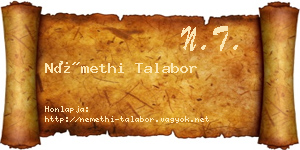 Némethi Talabor névjegykártya